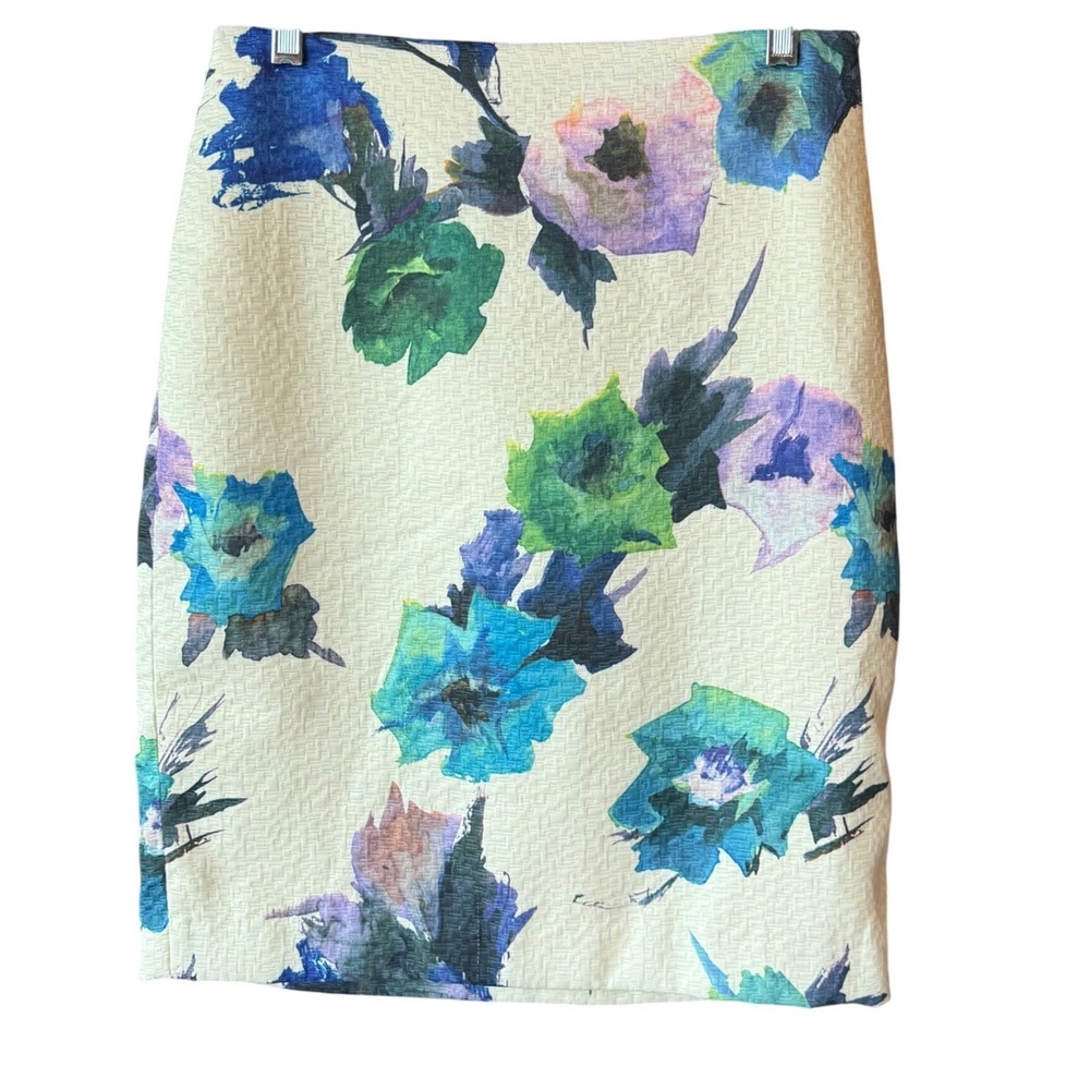 Philosophy Republic Floral A Line Skirt Women's Size 4 Textured Zip Back Lined